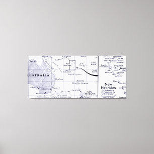 Map of South Pacific Ocean Canvas Print