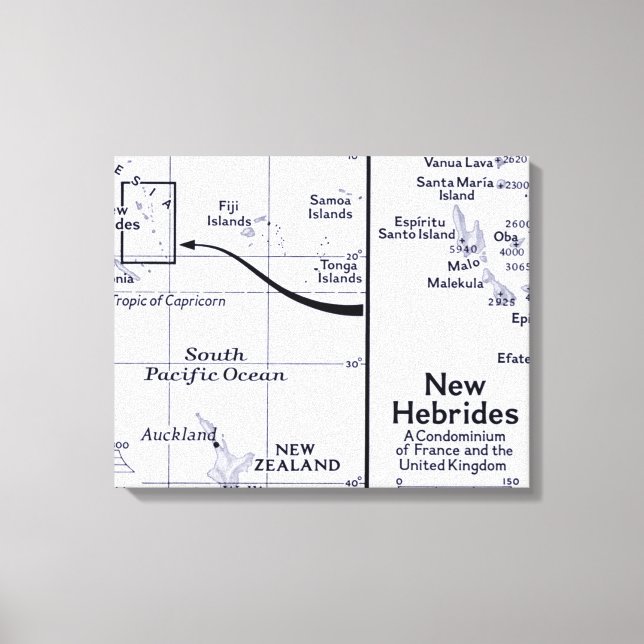 Map of South Pacific Ocean Canvas Print (Front)