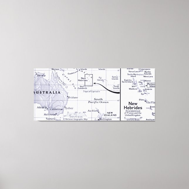 Map of South Pacific Ocean Canvas Print (Front)