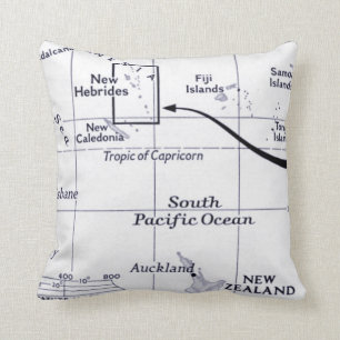 Map of South Pacific Ocean Cushion