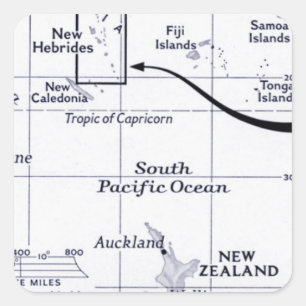 Map of South Pacific Ocean Square Sticker