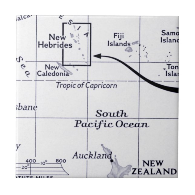 Map of South Pacific Ocean Tile (Front)