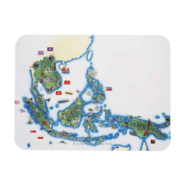 Map of southeastern Asia Magnet (Horizontal)