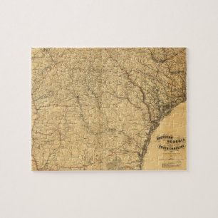 Map of Southern Georgia and part of South Carolina Jigsaw Puzzle