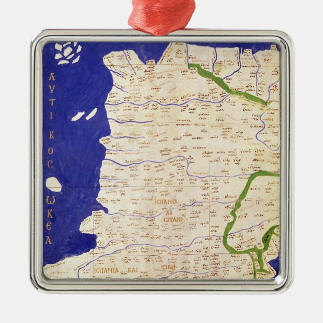 Map of Spain and Portugal, from 'Geographia' Metal Tree Decoration (Front)