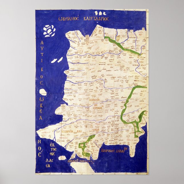Map of Spain and Portugal, from 'Geographia' Poster (Front)