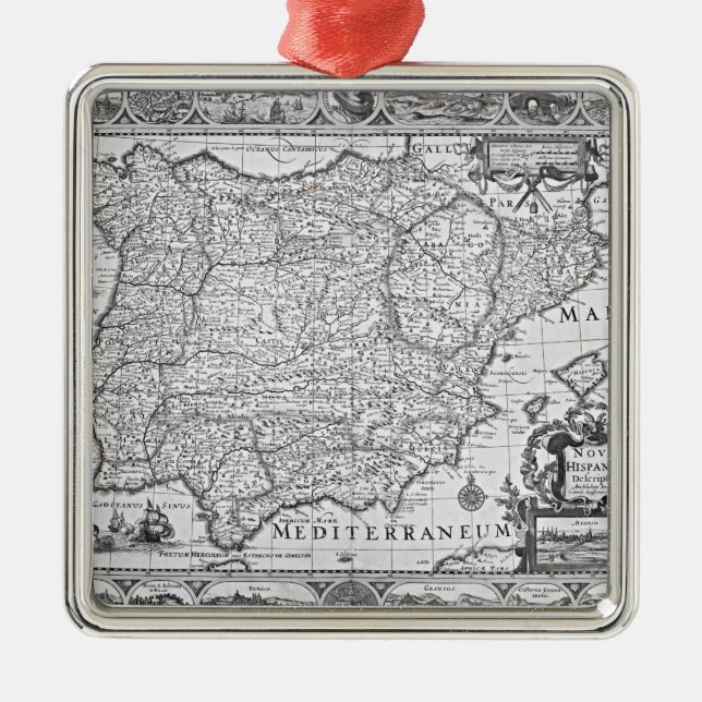 Map of Spain Metal Tree Decoration (Front)