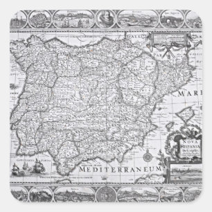 Map of Spain Square Sticker