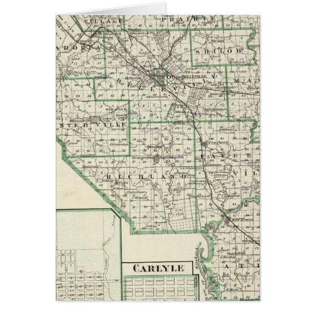 Map of St Clair County, Lebanon and Carlyle (Front)