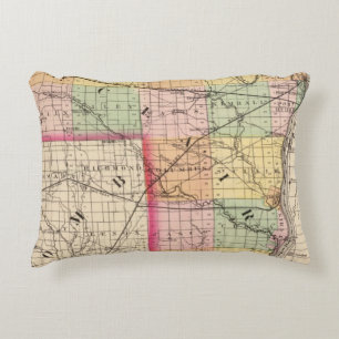 Map of St Clair County, Michigan Decorative Cushion