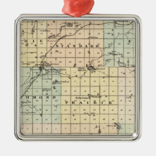 Map of St Croix County Metal Tree Decoration