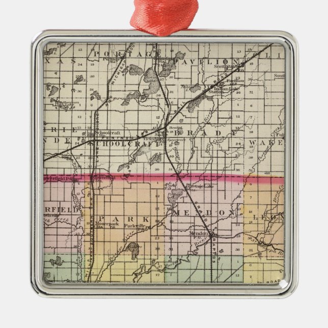 Map of St Joseph County, Michigan Metal Tree Decoration (Front)