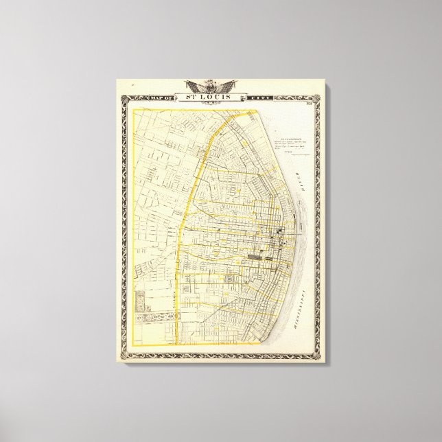 Map of St Louis City Canvas Print (Front)