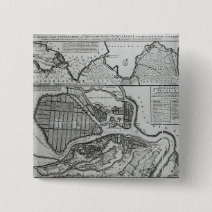 Map of St.Petersburg, c.1750 15 Cm Square Badge