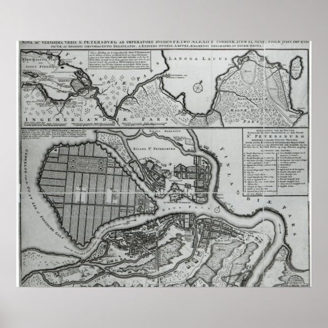 Map of St.Petersburg, c.1750 Poster (Front)