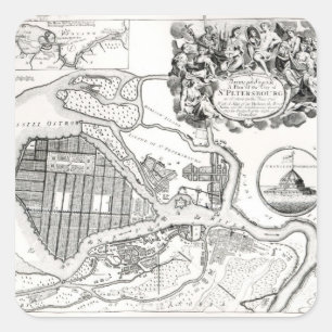 Map of St.Petersburg Square Sticker