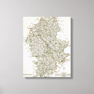 MAP OF STAFFORDSHIRE, 1793 CANVAS PRINT