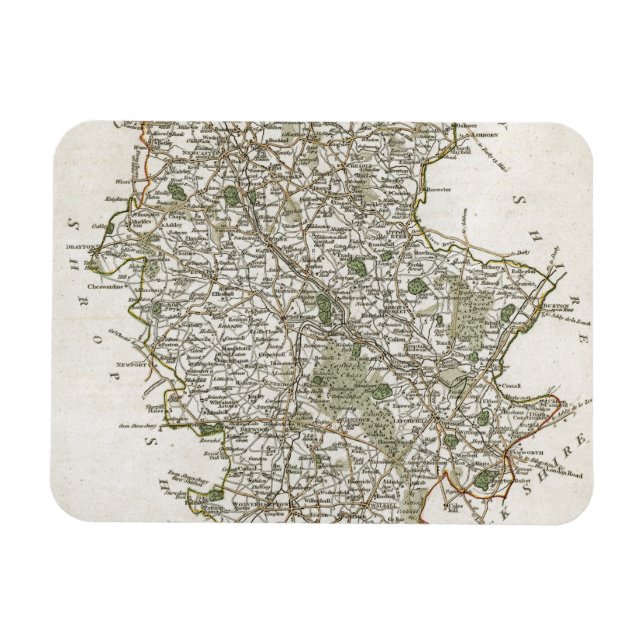 MAP OF STAFFORDSHIRE, 1793 MAGNET (Horizontal)