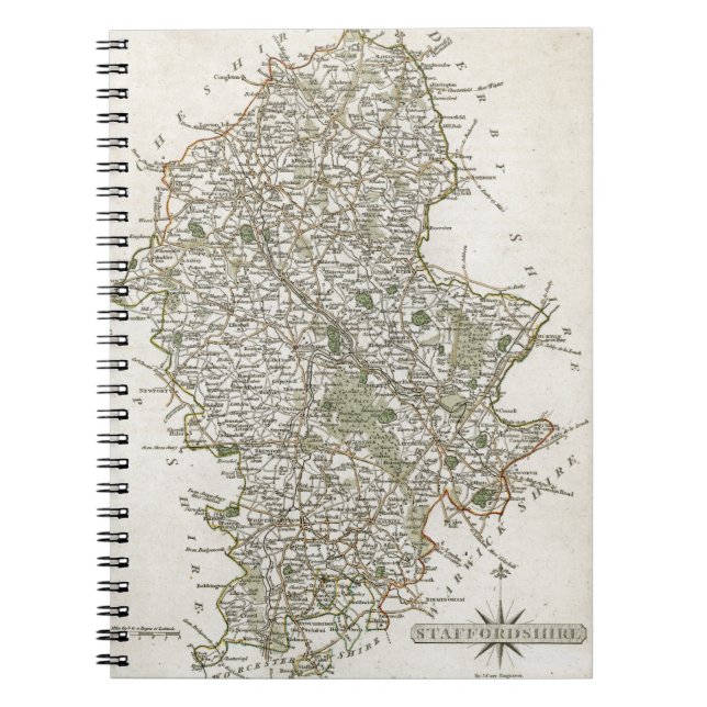 MAP OF STAFFORDSHIRE, 1793 SPIRAL NOTEBOOK (Front)