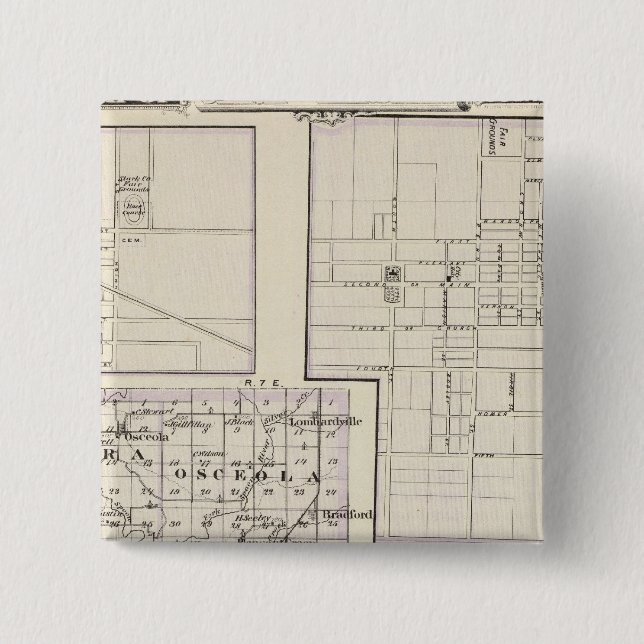 Map of Stark and west part of Marshall counties 15 Cm Square Badge (Front)