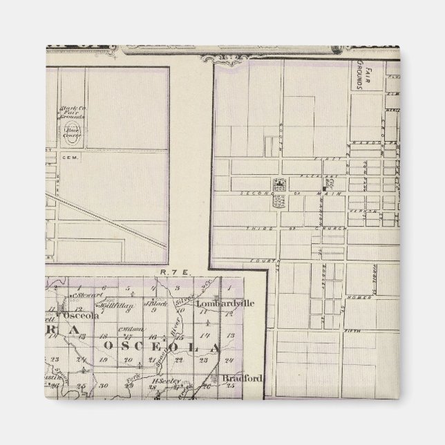 Map of Stark and west part of Marshall counties Magnet (Front)