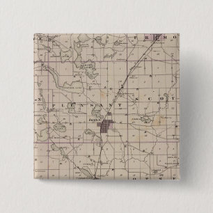 Map of Steuben County Indiana 15 Cm Square Badge