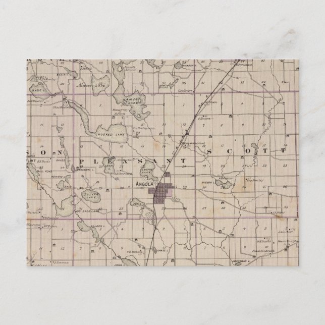 Map of Steuben County Indiana Postcard (Front)