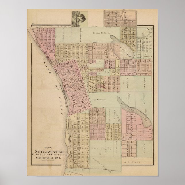 Map of Stillwater, Washington County, Minnesota Poster (Front)