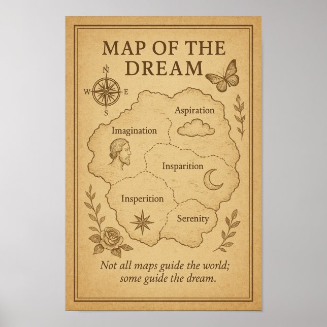 “Map of Strength” Vintage Inspirational Wall Art P (Front)