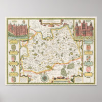 Map of Surrey, engraved by Jodocus Hondius