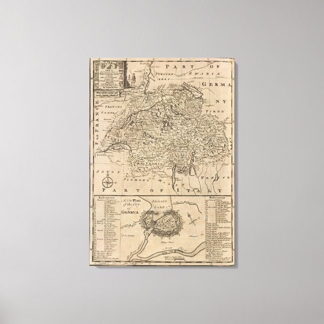 Map of Switzerland Canvas Print (Front)