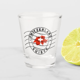 Map of Switzerland, Postal Passport Stamp Shot Glass