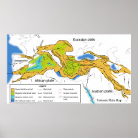 Map of Tectonic Plates of the Mediterranean & Alps
