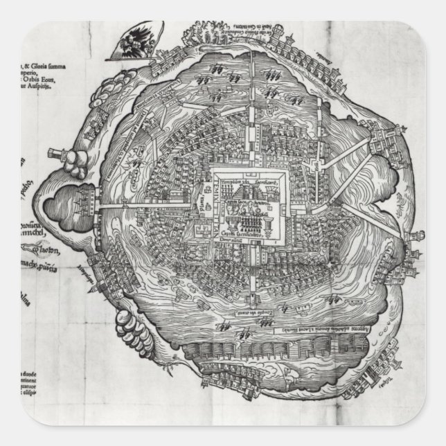 Map of Tenochtitlan Square Sticker (Front)