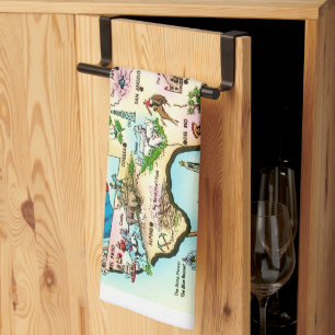 Map of Texas Greeting Tea Towel
