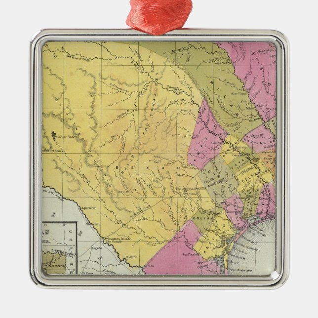 Map Of Texas Metal Tree Decoration (Front)