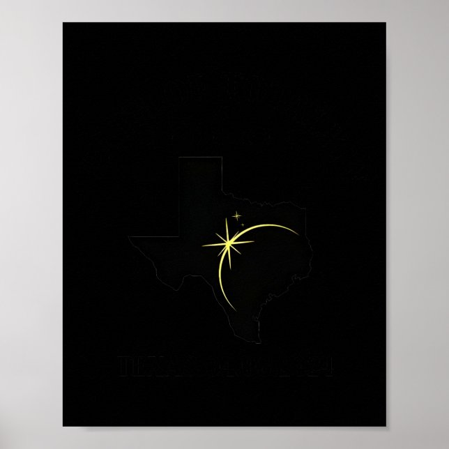 Map Of Texas Path Of Totality 04.08.2024 Total Sol Poster (Front)