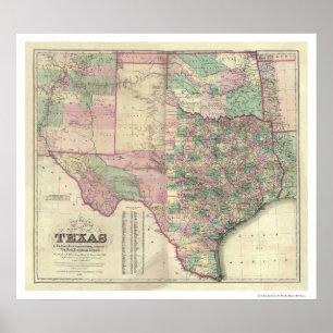 Map of Texas Territory by Colton 1872 Poster