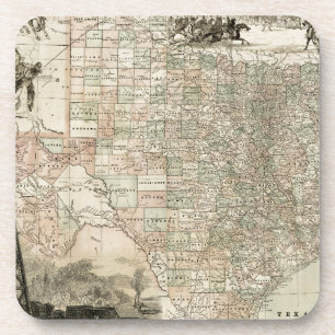 Map of Texas with County Borders Coaster