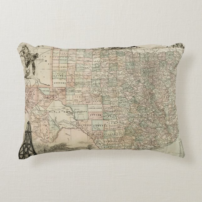 Map of Texas with County Borders Decorative Cushion (Front)