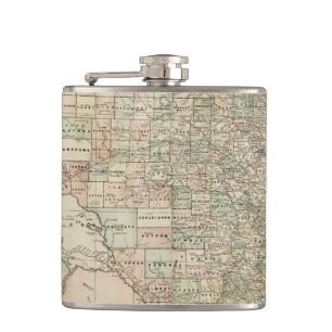 Map of Texas with County Borders Hip Flask
