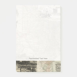 Map of Texas with County Borders Post-it Notes