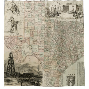 Map of Texas with County Borders Shower Curtain