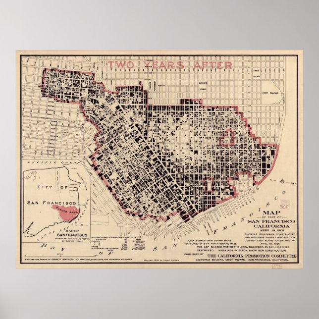 Map of the 1906 San Francisco Fire Poster (Front)