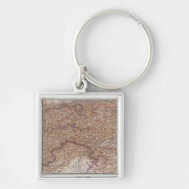 Map of The Alps in Austria Key Ring (Front)