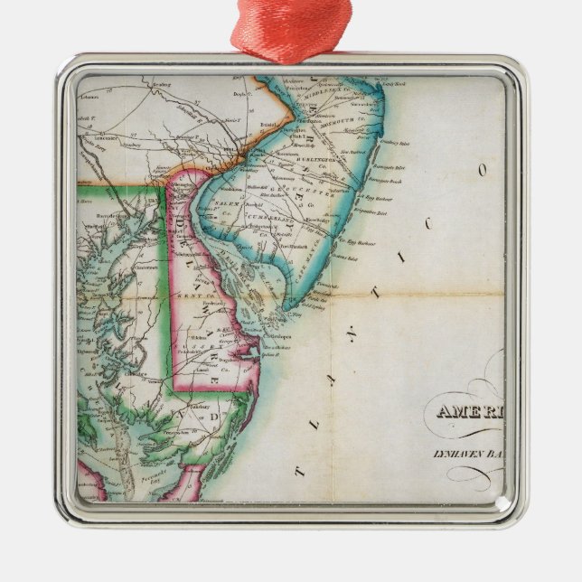 Map of the American Coast Metal Tree Decoration (Front)