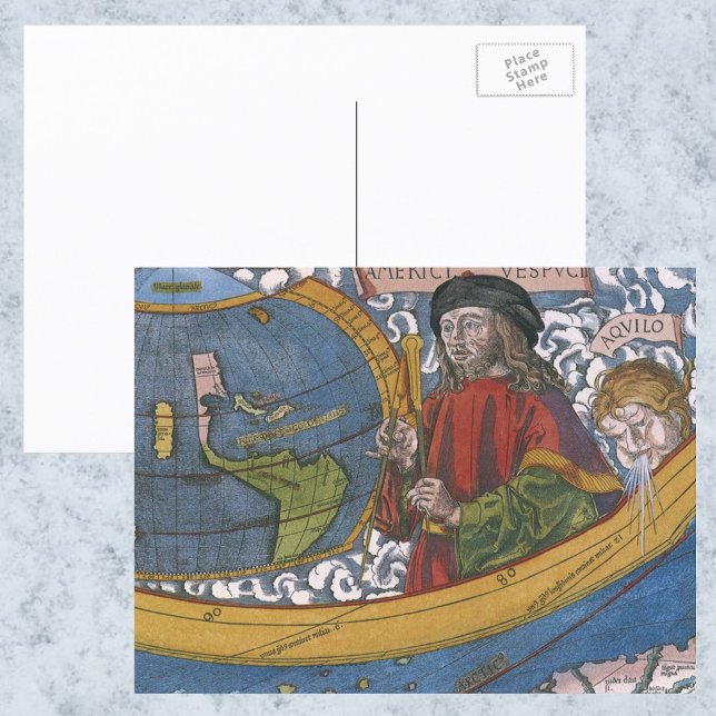 Map of the Americas with Explorer Amerigo Vespucci Postcard (Creator Uploaded)
