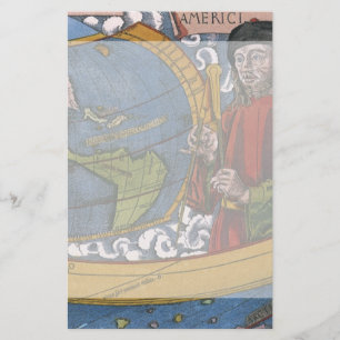 Map of the Americas with Explorer Amerigo Vespucci Stationery