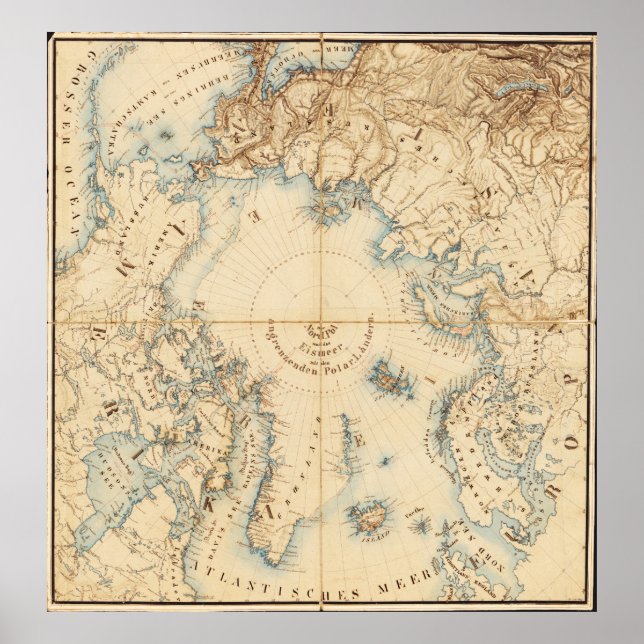 Map of the Arctic and Adjacent Regions (1855) Poster (Front)