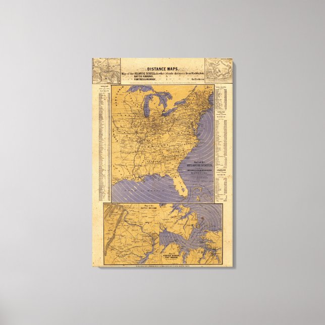 Map of the Atlantic States Canvas Print (Front)